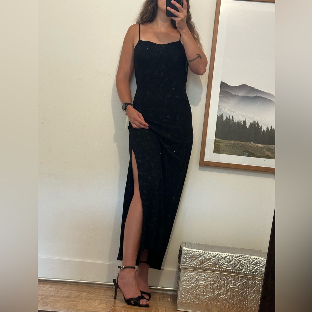 City Triangles Black Maxi Dress with Slit